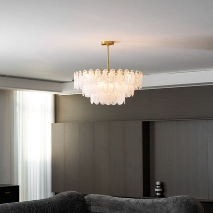 Modern Round Cloud Glass Chandelier with Adjustable Height & Soft Illu