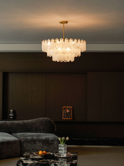 Modern Round Cloud Glass Chandelier with Adjustable Height & Soft Illu