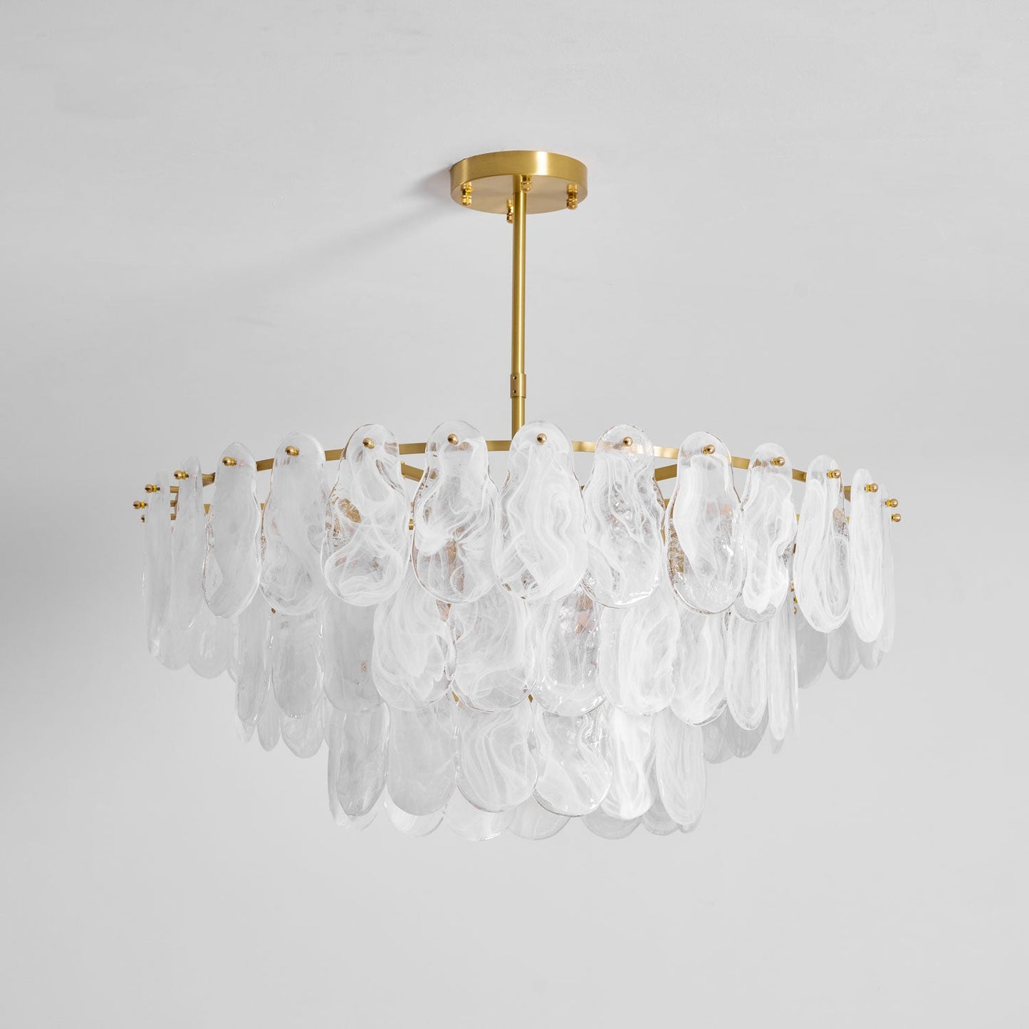 Modern Round Cloud Glass Chandelier with Adjustable Height & Soft Illu