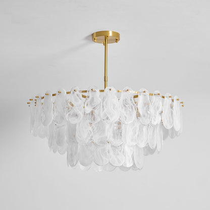 Modern Round Cloud Glass Chandelier with Adjustable Height & Soft Illu