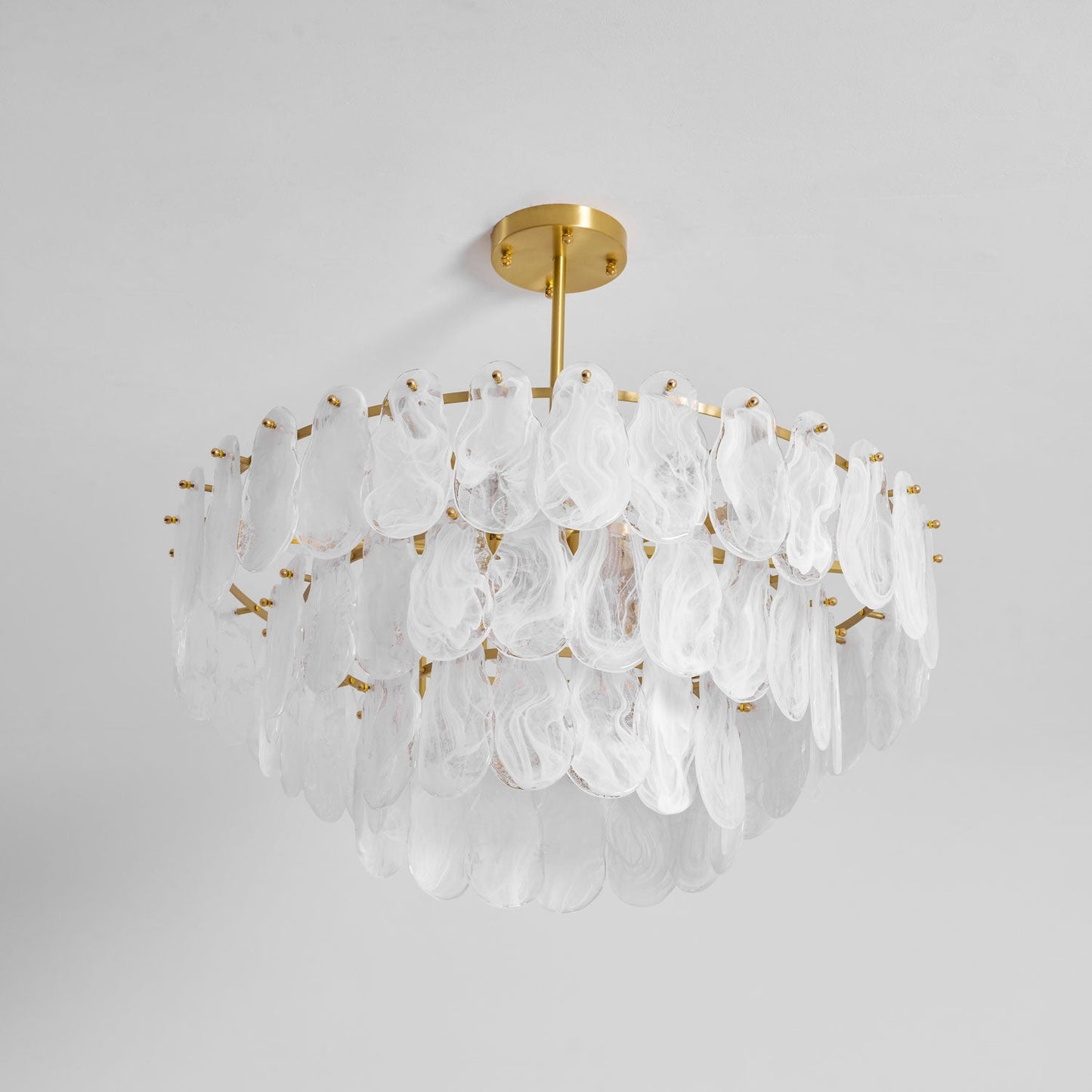 Modern Round Cloud Glass Chandelier with Adjustable Height & Soft Illu