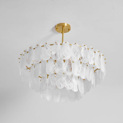 Modern Round Cloud Glass Chandelier with Adjustable Height & Soft Illu