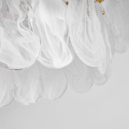 Modern Round Cloud Glass Chandelier with Adjustable Height & Soft Illu