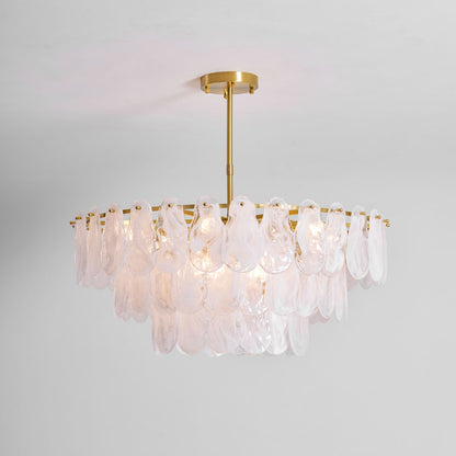 Modern Round Cloud Glass Chandelier with Adjustable Height & Soft Illu