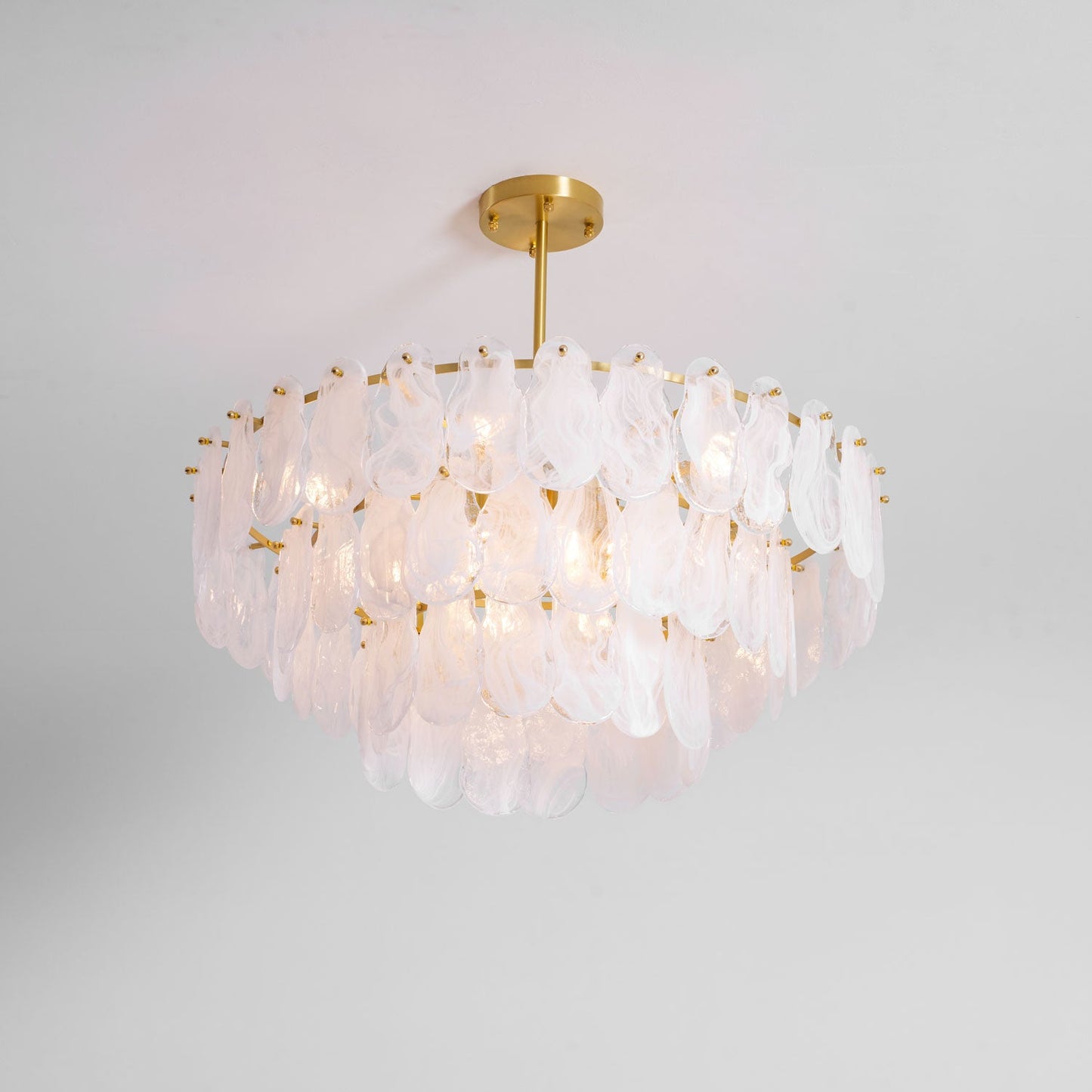 Modern Round Cloud Glass Chandelier with Adjustable Height & Soft Illu