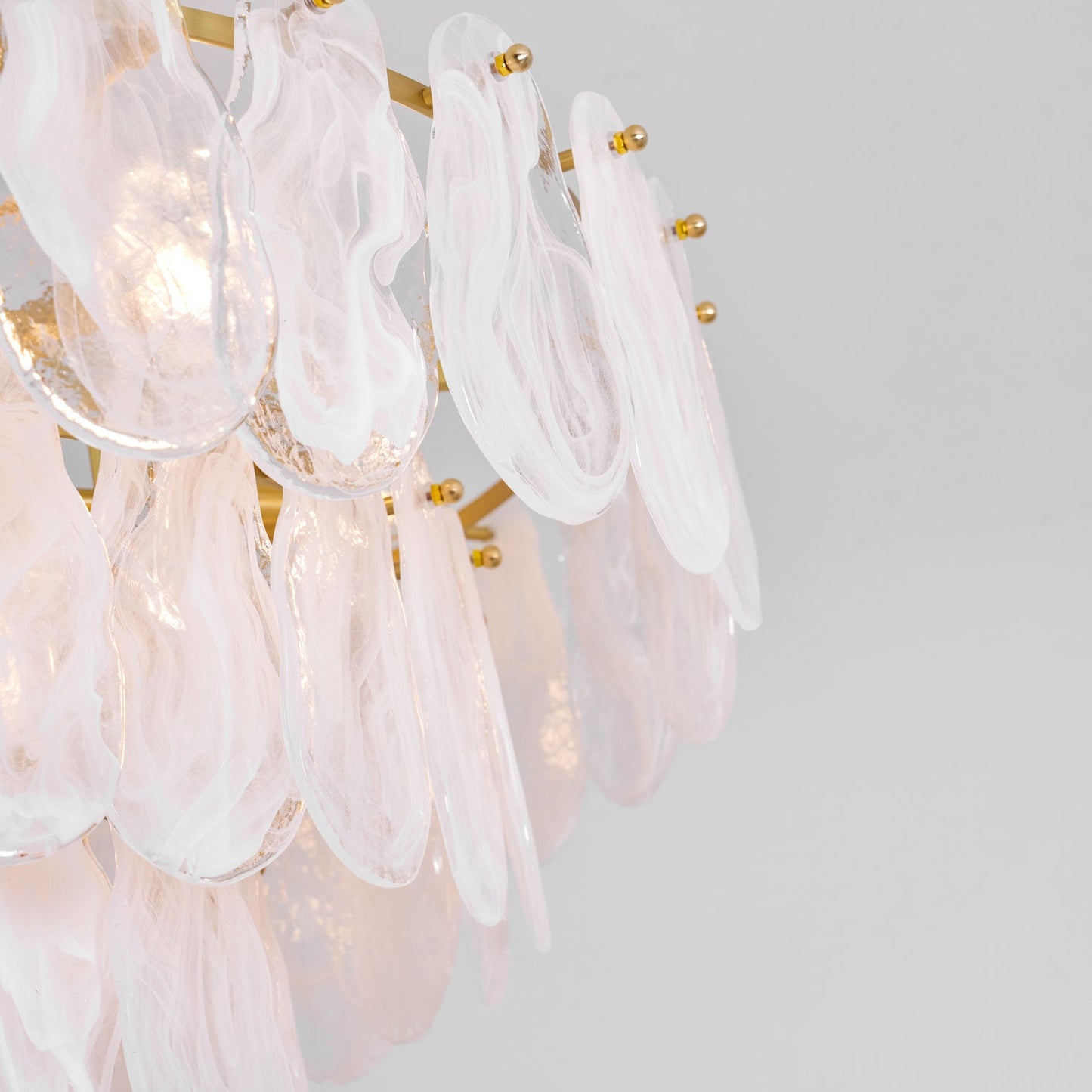 Modern Round Cloud Glass Chandelier with Adjustable Height & Soft Illu