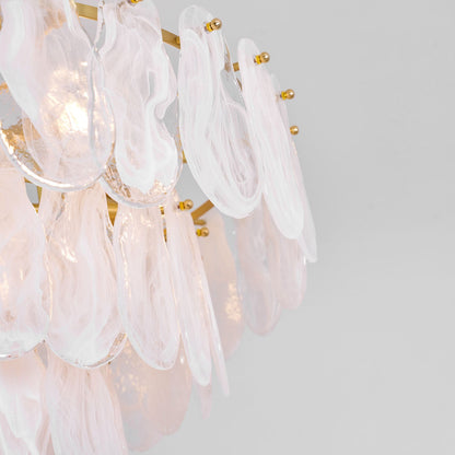 Modern Round Cloud Glass Chandelier with Adjustable Height & Soft Illu