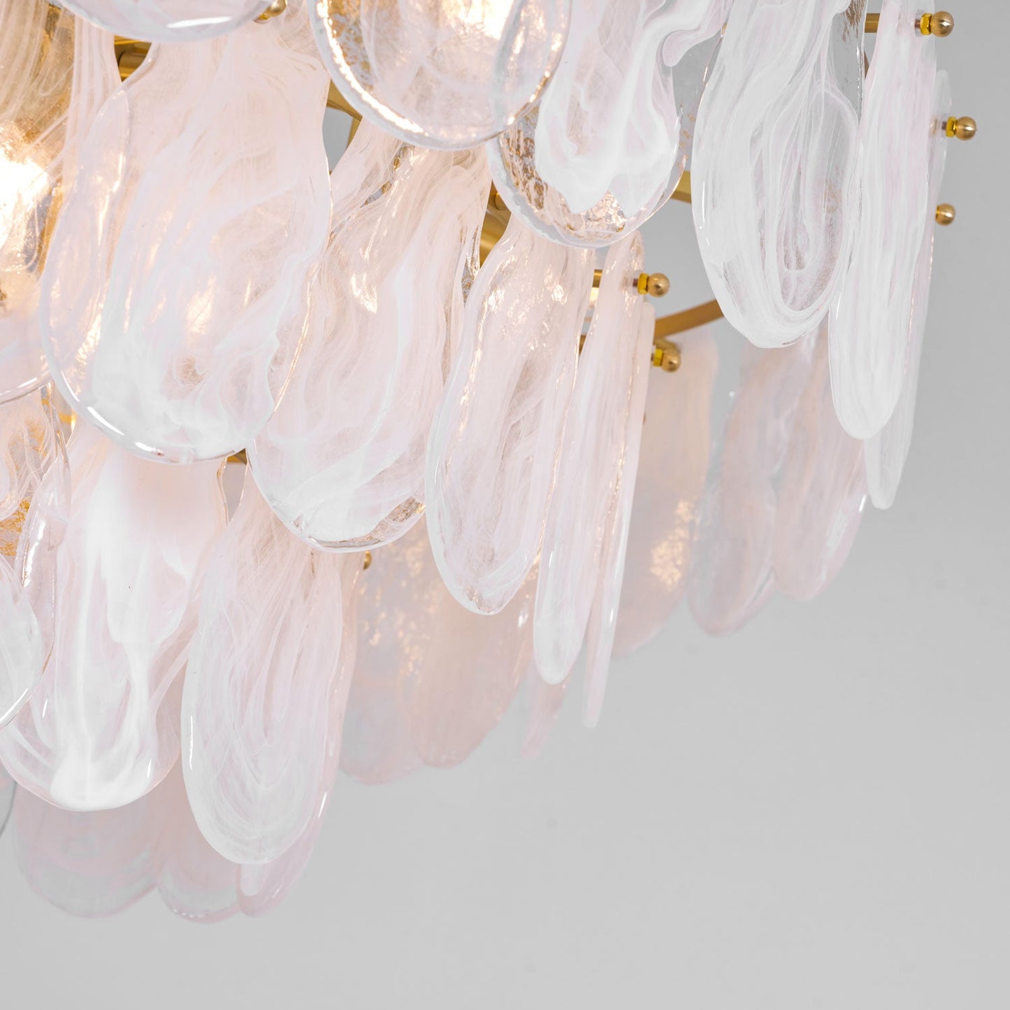 Modern Round Cloud Glass Chandelier with Adjustable Height & Soft Illu