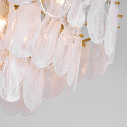 Modern Round Cloud Glass Chandelier with Adjustable Height & Soft Illu