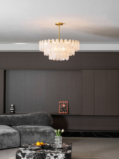 Modern Round Cloud Glass Chandelier with Adjustable Height & Soft Illu