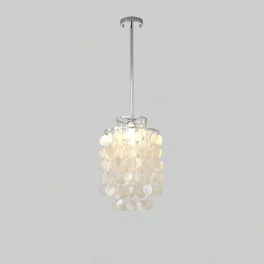 Elegant Round Shell Chandelier with Adjustable Height and Soft Illumin