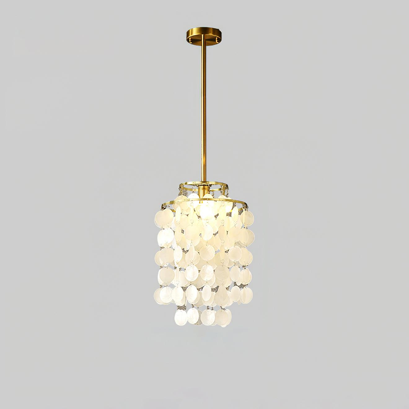Elegant Round Shell Chandelier with Adjustable Height and Soft Illumin