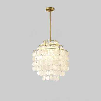 Elegant Round Shell Chandelier with Adjustable Height and Soft Illumin