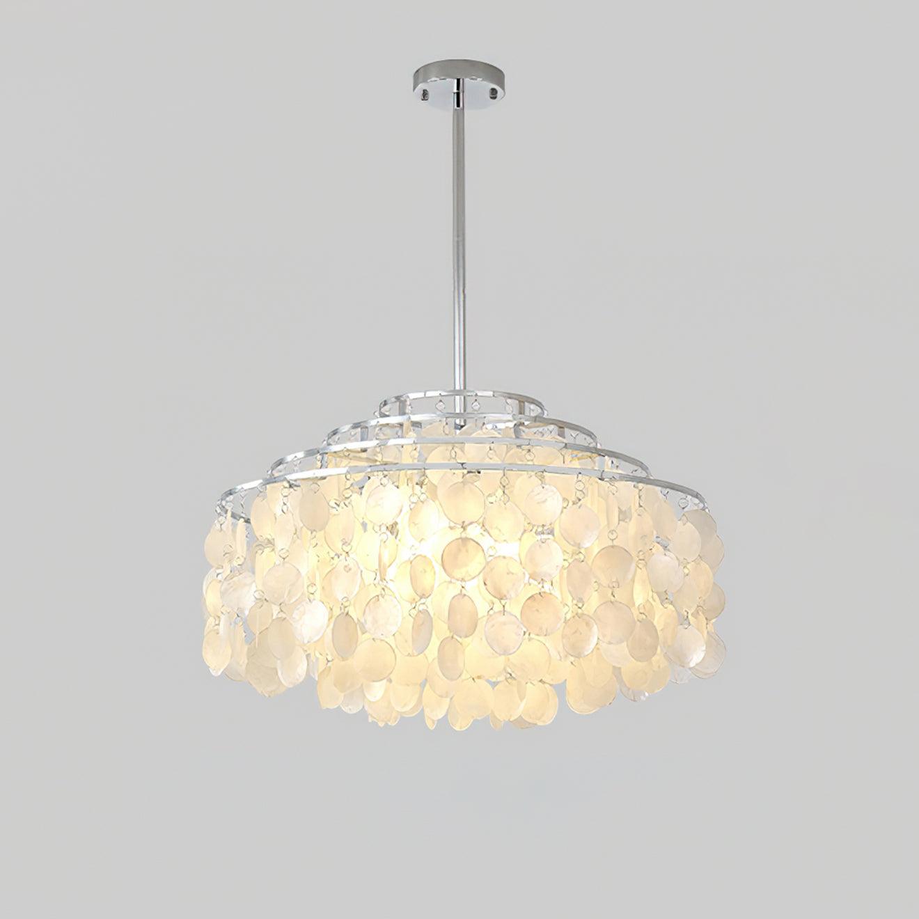 Elegant Round Shell Chandelier with Adjustable Height and Soft Illumin