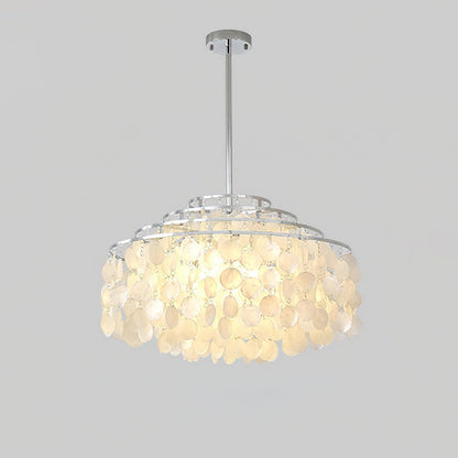 Elegant Round Shell Chandelier with Adjustable Height and Soft Illumin