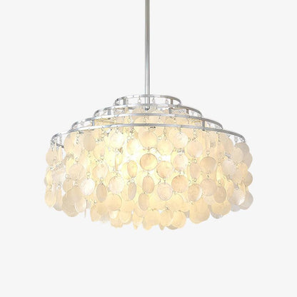 Elegant Round Shell Chandelier with Adjustable Height and Soft Illumin