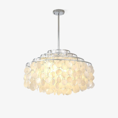 Elegant Round Shell Chandelier with Adjustable Height and Soft Illumin