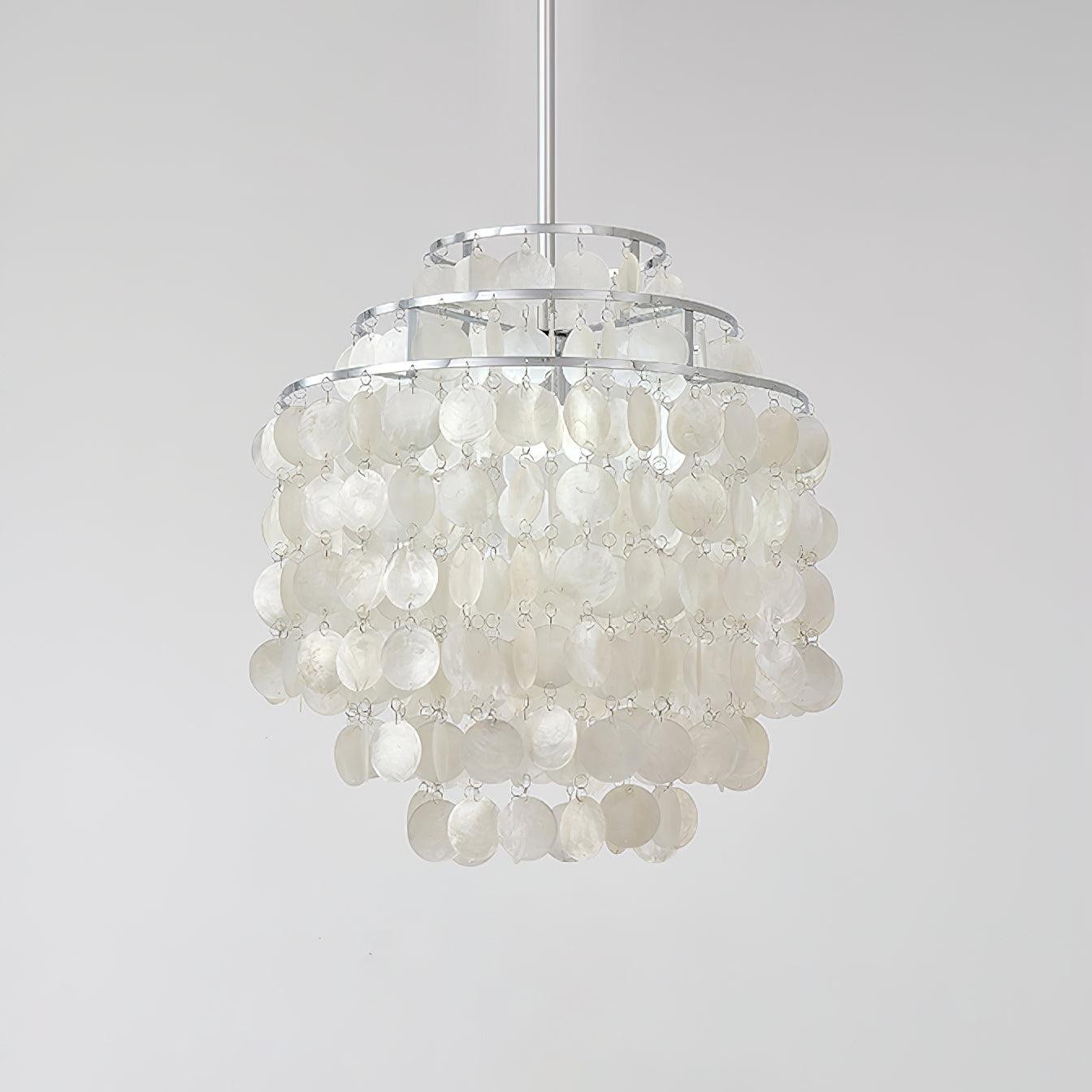 Elegant Round Shell Chandelier with Adjustable Height and Soft Illumin