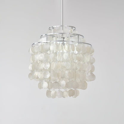 Elegant Round Shell Chandelier with Adjustable Height and Soft Illumin
