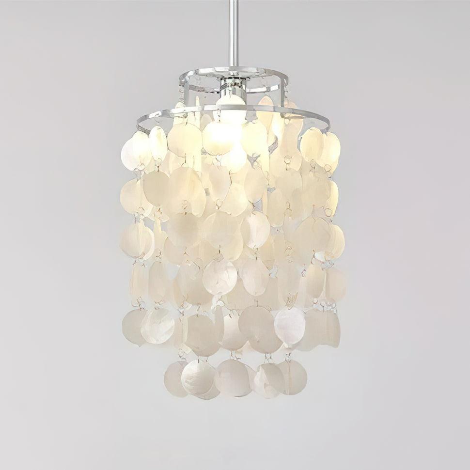 Elegant Round Shell Chandelier with Adjustable Height and Soft Illumin