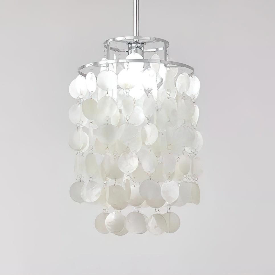 Elegant Round Shell Chandelier with Adjustable Height and Soft Illumin
