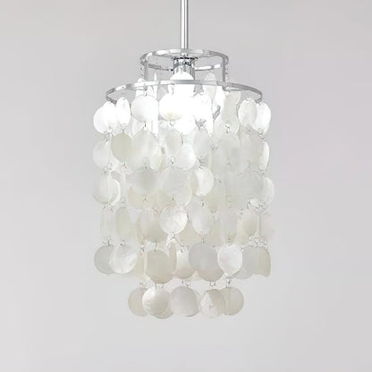 Elegant Round Shell Chandelier with Adjustable Height and Soft Illumin