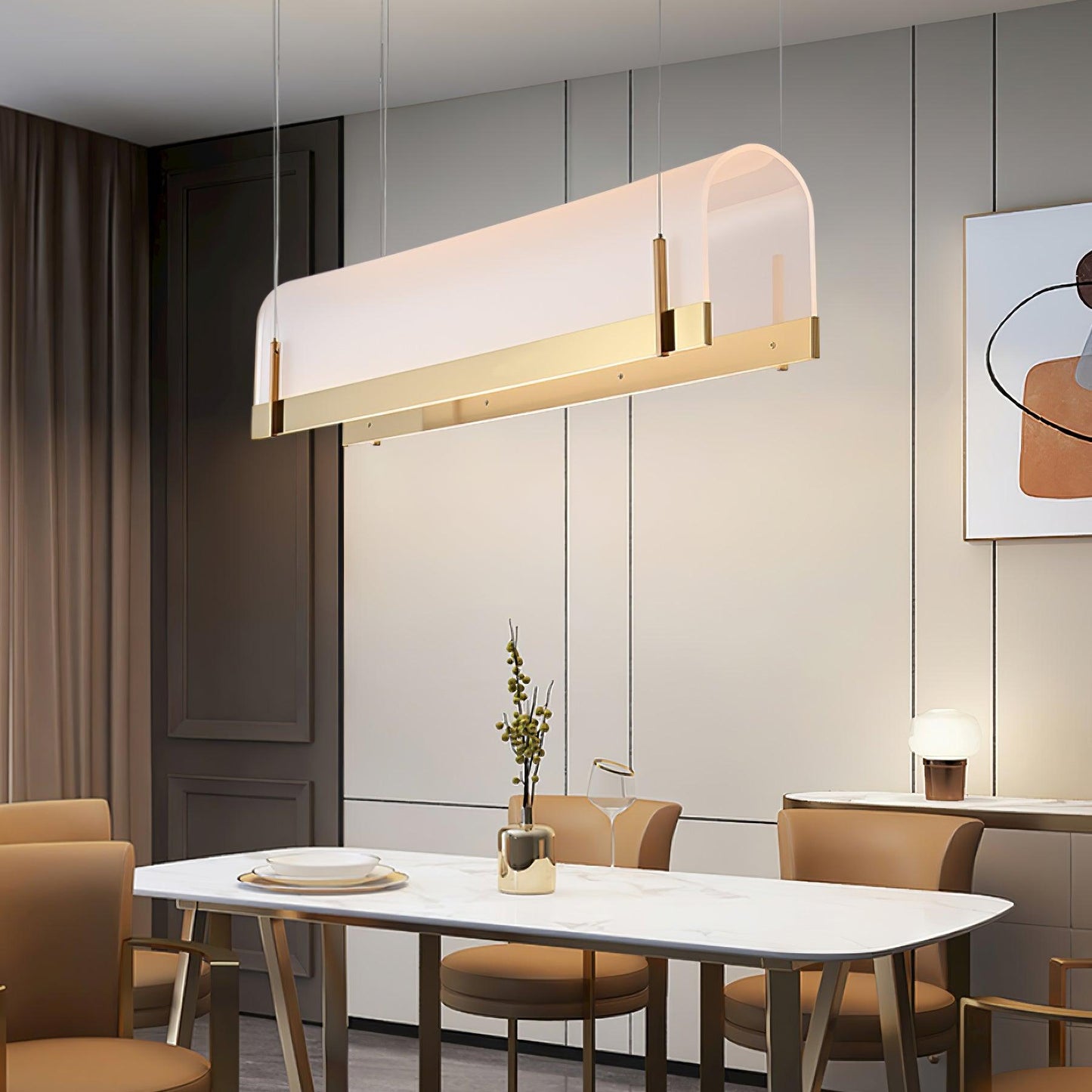 Elegant Round Arched Chandelier with Adjustable Brightness & Metal Fra