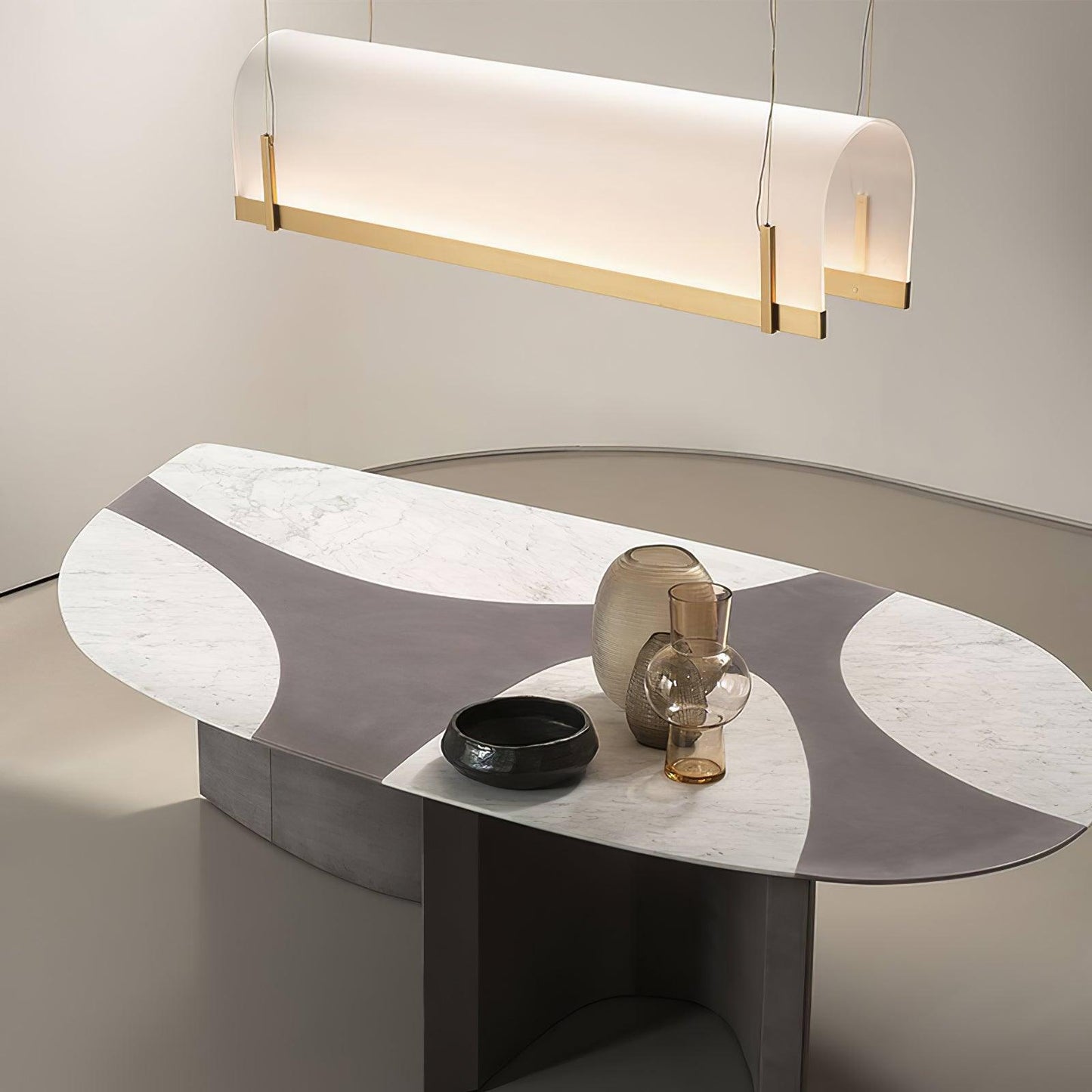 Elegant Round Arched Chandelier with Adjustable Brightness & Metal Fra