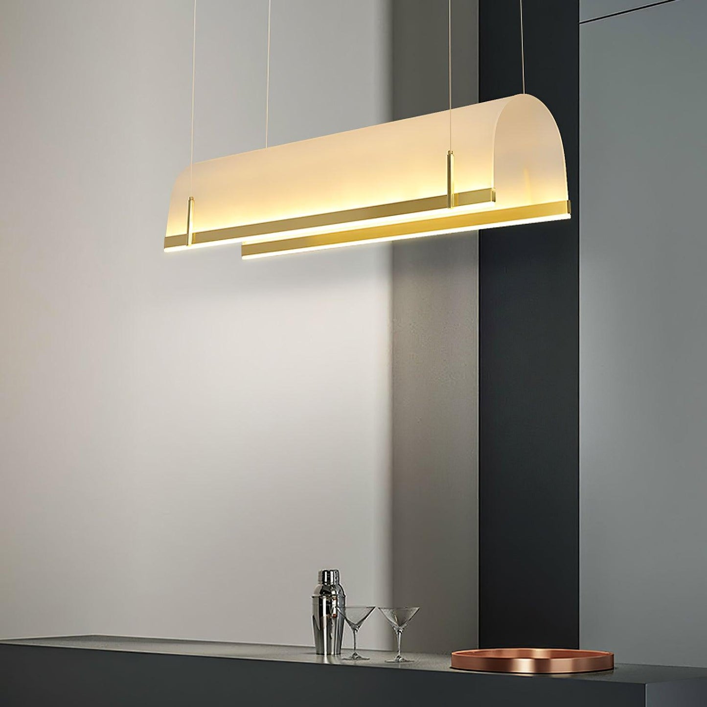 Elegant Round Arched Chandelier with Adjustable Brightness & Metal Fra