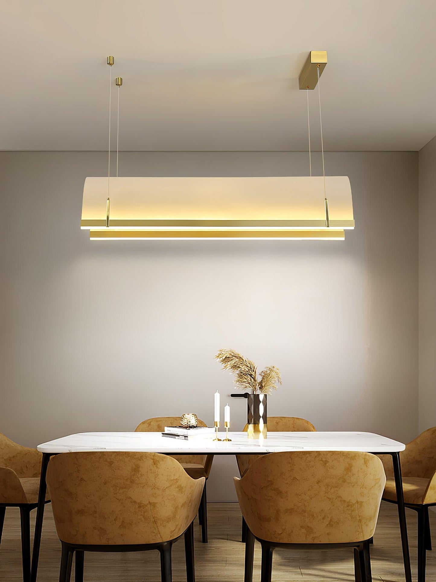 Elegant Round Arched Chandelier with Adjustable Brightness & Metal Fra