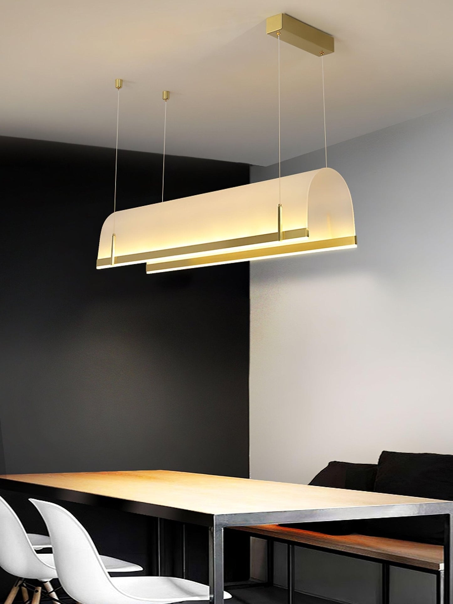 Elegant Round Arched Chandelier with Adjustable Brightness & Metal Fra