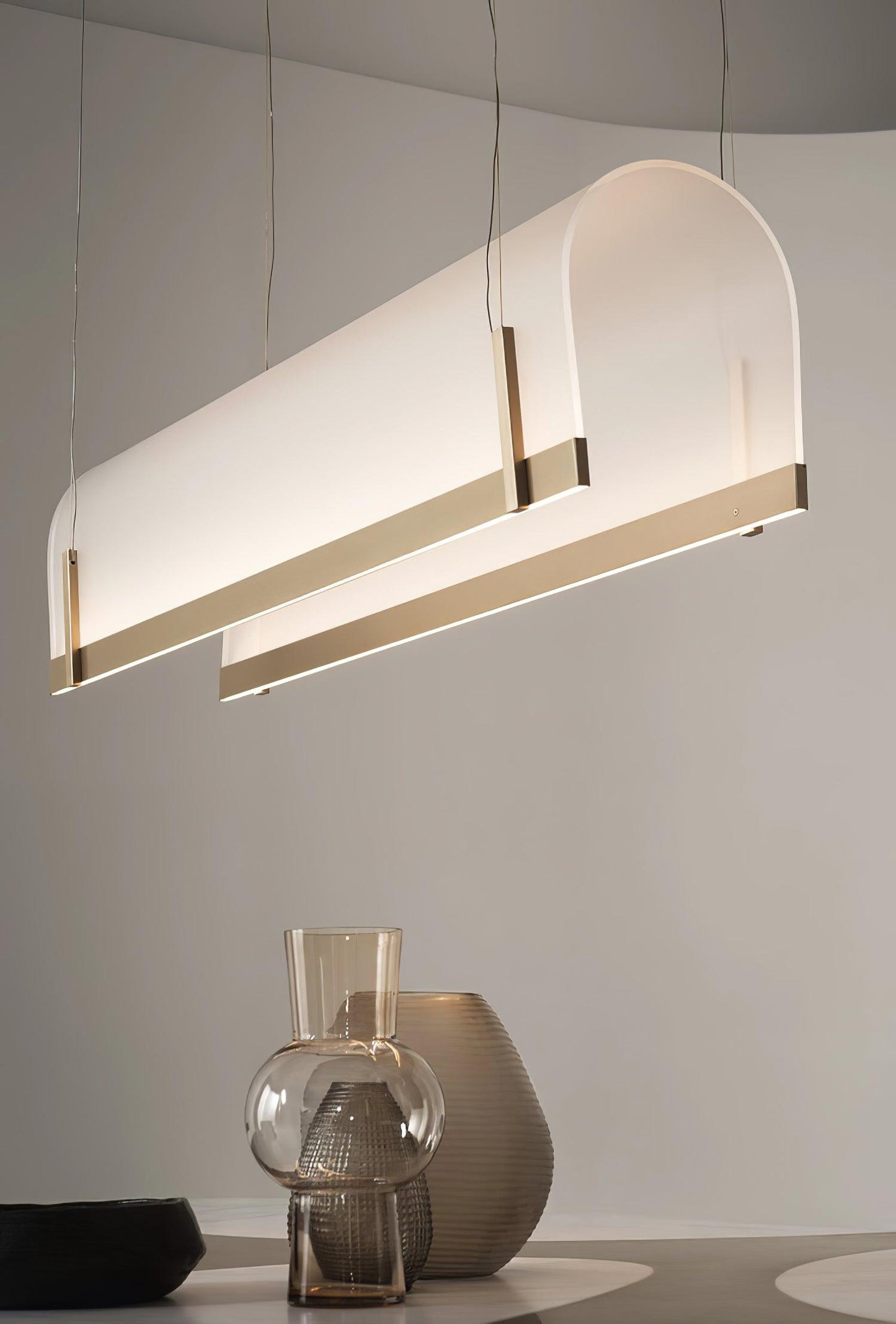 Elegant Round Arched Chandelier with Adjustable Brightness & Metal Fra