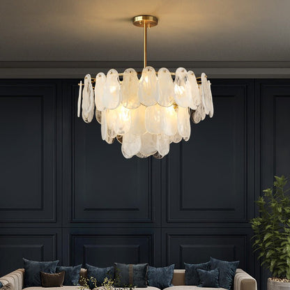 Modern Round Cloud Glass Chandelier with Adjustable Height & Soft Illu