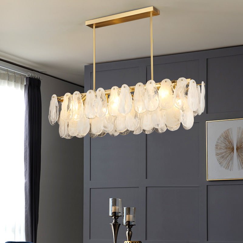 Modern Round Cloud Glass Chandelier with Adjustable Height & Soft Illu