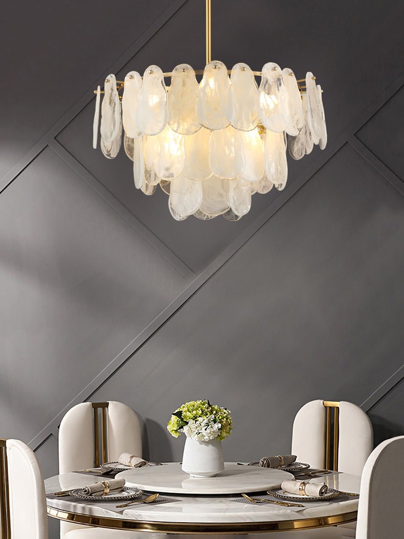 Modern Round Cloud Glass Chandelier with Adjustable Height & Soft Illu