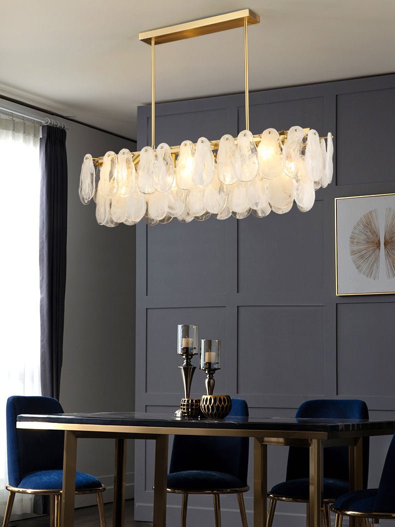 Modern Round Cloud Glass Chandelier with Adjustable Height & Soft Illu