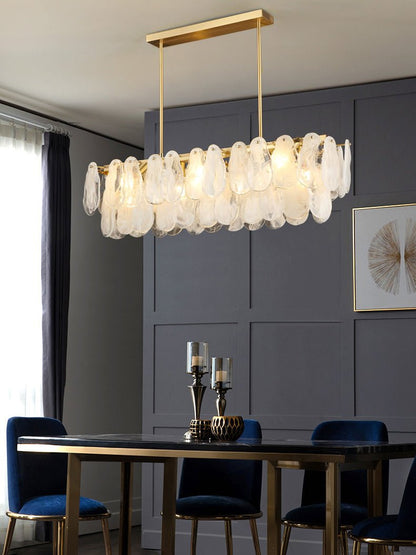 Modern Round Cloud Glass Chandelier with Adjustable Height & Soft Illu