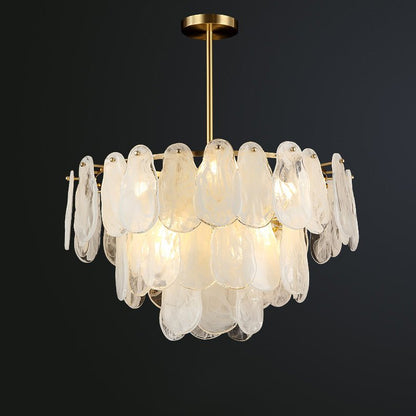 Modern Round Cloud Glass Chandelier with Adjustable Height & Soft Illu