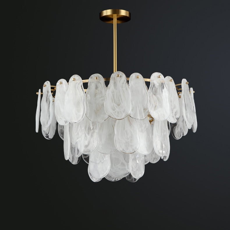 Modern Round Cloud Glass Chandelier with Adjustable Height & Soft Illu