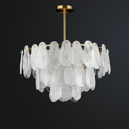 Modern Round Cloud Glass Chandelier with Adjustable Height & Soft Illu