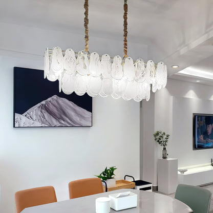 Modern Round Cloud Glass Chandelier with Adjustable Height & Soft Illu