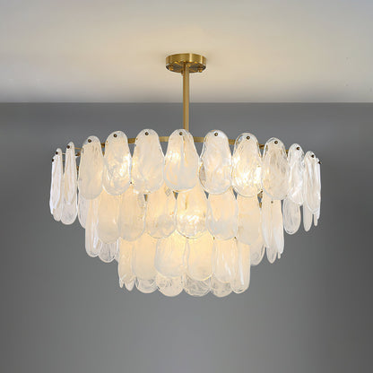 Modern Round Cloud Glass Chandelier with Adjustable Height & Soft Illu