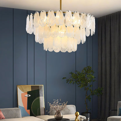 Modern Round Cloud Glass Chandelier with Adjustable Height & Soft Illu