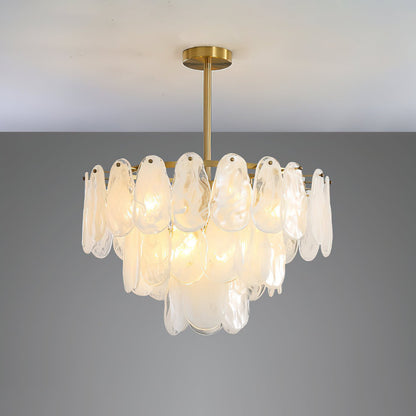 Modern Round Cloud Glass Chandelier with Adjustable Height & Soft Illu
