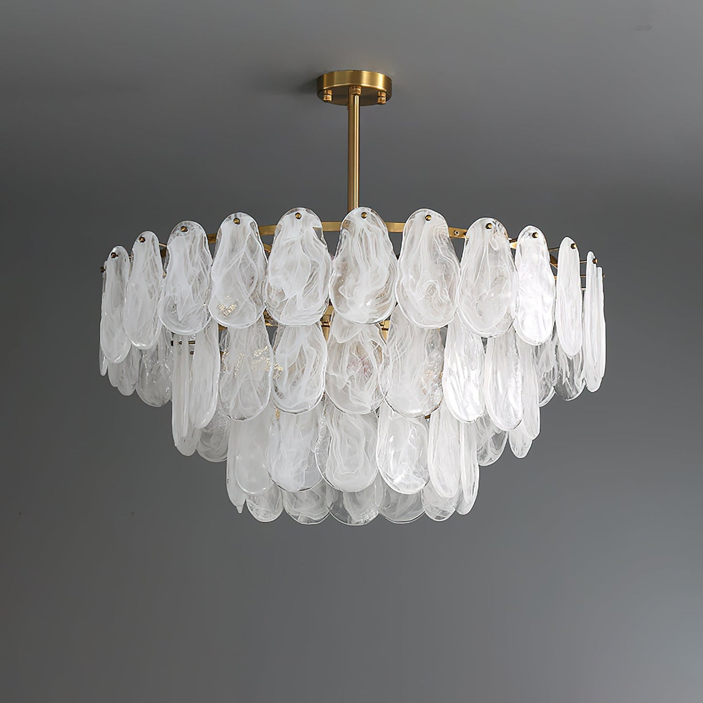 Modern Round Cloud Glass Chandelier with Adjustable Height & Soft Illu