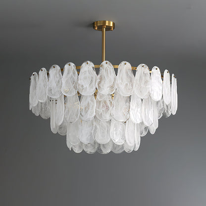 Modern Round Cloud Glass Chandelier with Adjustable Height & Soft Illu