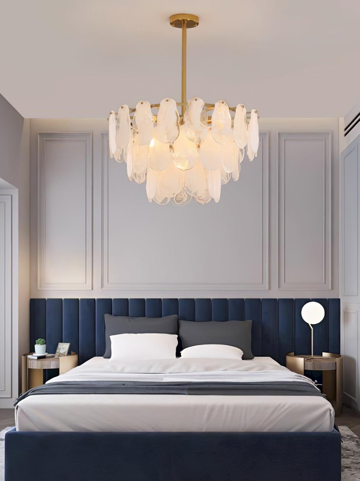 Modern Round Cloud Glass Chandelier with Adjustable Height & Soft Illu