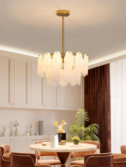 Modern Round Cloud Glass Chandelier with Adjustable Height & Soft Illu