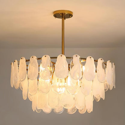 Modern Round Cloud Glass Chandelier with Adjustable Height & Soft Illu