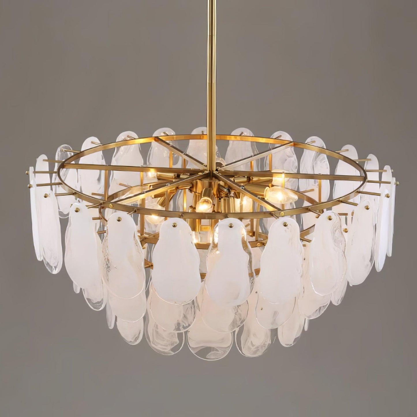 Modern Round Cloud Glass Chandelier with Adjustable Height & Soft Illu